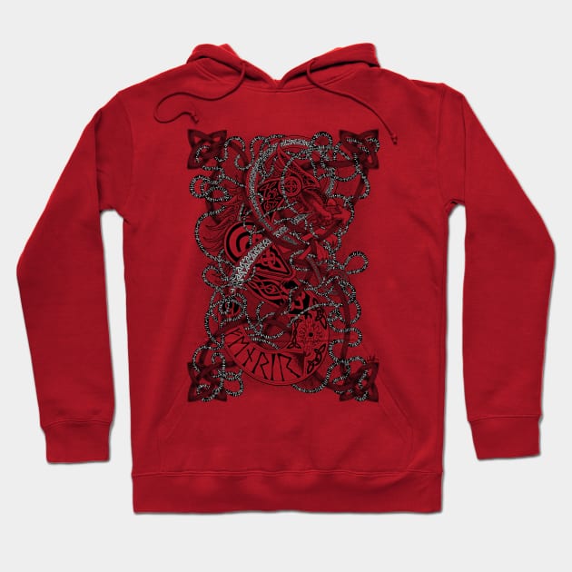 Fenrir - The Famed Wolf - Traditional Norse Knot-work Art Hoodie by Art of Arklin